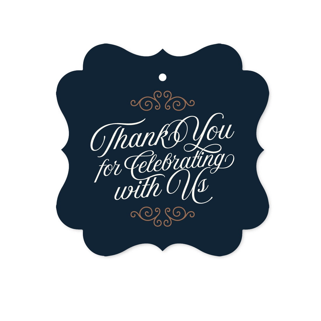 Navy Blue Art Deco Vintage Party Baby Shower,  Fancy Frame Gift Tags, Thank You for Celebrating With Us, 24-Pack