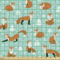 thumbnail image 2 of Ambesonne Fox Fabric by the Yard Upholstery, Wild Animal in Winter, 3 Yards, Seafoam Pale Vermilion, 2 of 5