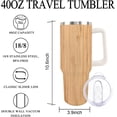 thumbnail image 3 of Bamboo Tumbler Bamboo Patterned Tumbler Vacuum Insulated 40oz Tumbler with Handle, 3 of 5