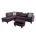 thumbnail image 3 of Ainehome Sectional Sofa, Line Fabric Sectional Sofa Couch Set with Drop Down Table/Cup Holder (Amaranth), 3 of 8