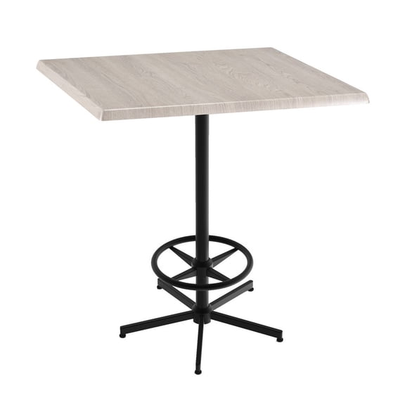 Holland 42" Black Square Base Square Table in 36" White Ash Top