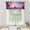 thumbnail image 3 of Eiffel Tower Printed Window Curtains Valances for Kitchen Rustic Floral Vintage Lavender Flowers Romantic Privacy Decorative Rod Pocket Short Window Valance Curtains 54 by 18 in, 1 Panel, 3 of 6