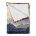 thumbnail image 2 of Nature Soft Flannel Fleece Blanket, Dreamy Majestic Mountains View Reflections from Shore with Boats Pastoral Landscape, Cozy Plush for Indoor and Outdoor Use, 70" x 90", Multicolor, by Ambesonne, 2 of 5
