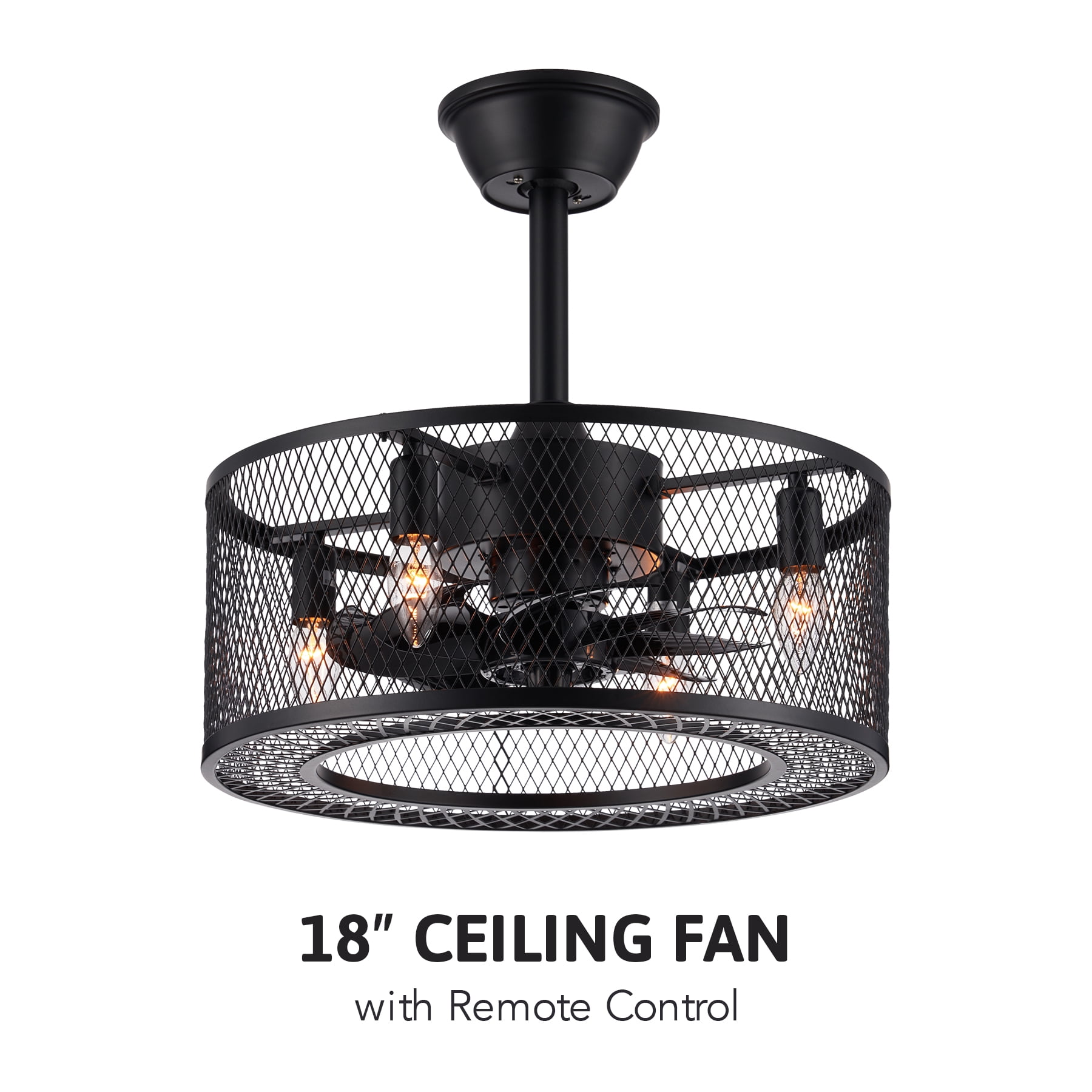 Bestco Fandelier Ceiling Fan with Lights Enclosed Blades Mesh Cage