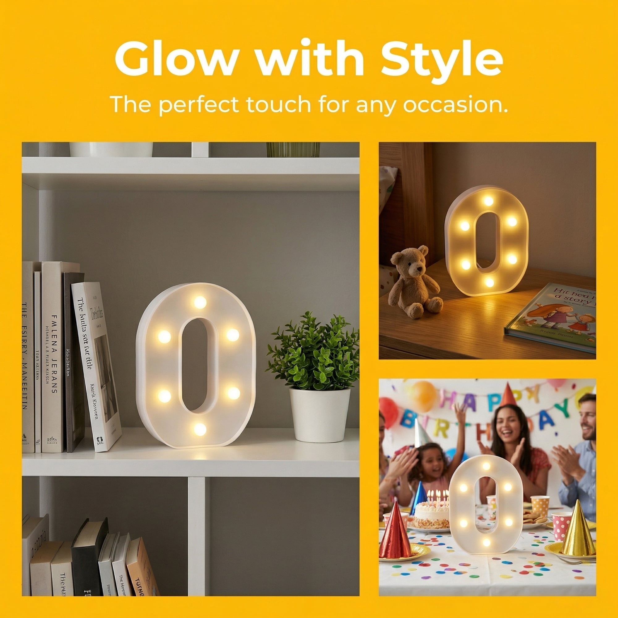 Unique Bargains Marquee Letters With Lights LED Light Up Signs Letter O 5"L x 1.1"W x 6.1"H