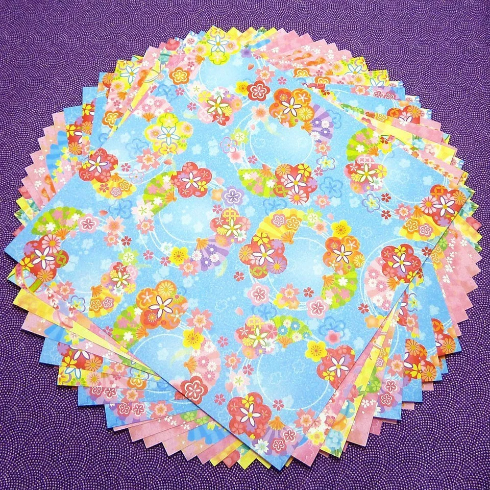 28 Sheets Japanese Origami Paper Yuzen Chiyogami Blue Ocean Wave 6 Inches S-3593