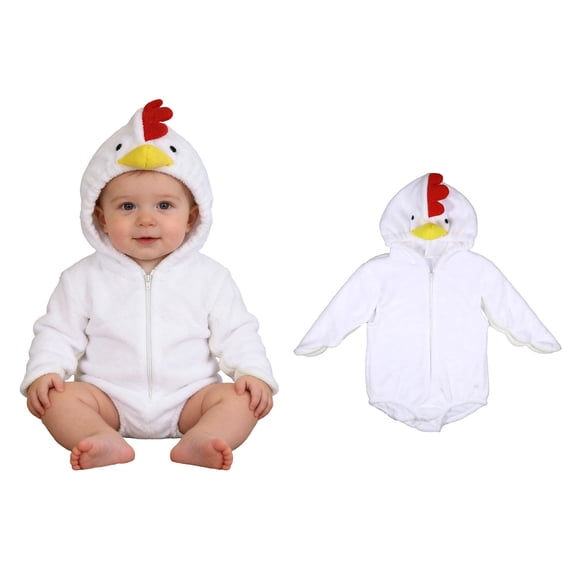 Baby Toddler Girls Long Sleeve Zipper Bodysuit Hooded Romper Chicken Animal Halloween Cosplay Halloween Kids Size 1-3 Years