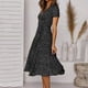 thumbnail image 5 of ICHUANYI ClearanceFashion Women Summer V-Neck Bandage Print Casual Short Sleeve Dresses(Black, XL) ICHUANYI WER202308041125, 5 of 9