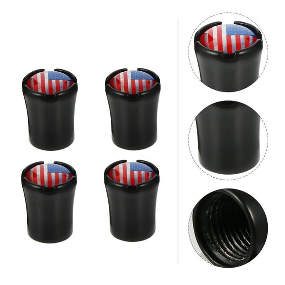 LABSERRON Auto Tire Air Valve Caps Black 4Pcs 0.6In 0.4In Universal