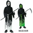 thumbnail image 6 of WIBACKER Halloween Glow In The Dark Grim Reaper Costume for Kids, Cosplay Robe with Scary Scythe for Boys Girls, 5-12 Years, 6 of 9
