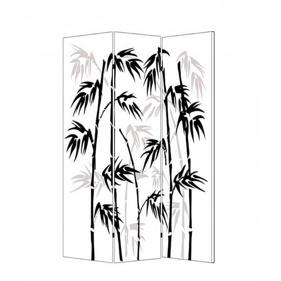 1" x 48" x 72" Multi Color Wood Canvas Bamboo Leaf Screen