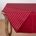 thumbnail image 3 of SARO 6081.BU70S 70 in. Scintillio Square Polyester Christmas Table Cloth with Checkered Pattern - Burgundy, 3 of 5