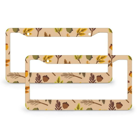 License Plate Frames Fall Leaves Standard Car Tag Cover Holder 2 PCS Summer Decor Aluminum Metal License Plate Cover for Women Men Auto Decoration Hardware