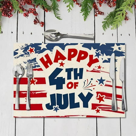 

〖TOTO〗Home Decor Decorative Table Banner Independence Day Star Placemats American Flag Patriotic Decorative Placemats For Dinner Parties