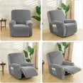 thumbnail image 3 of SHANNA Stretch Recliner Chair Cover Sofa Slipcover, 1 Seater Armchair Cover Furniture Protector, Light Grey, 3 of 8
