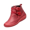 thumbnail image 2 of Fall Ankle Boots for Women Arch Support Vintage Leather Fashion Lace Up Flat Heel Ankle Booties with Side Zipper Round Toe Casual Short Boots Comfortable Slip On Outdoor Shoes, 2 of 5