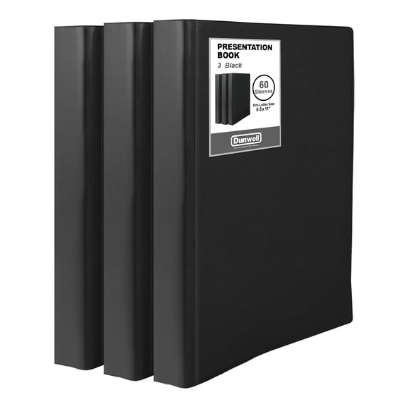 Dunwell Presentation Binder 60-Pocket, Displays 120 Pages, 8.5x11 Portfolio Binder with Plastic Sleeves, Storage and Organizer for Documents, Photos,
