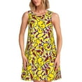 thumbnail image 1 of Xecao Robes d'Été Dessin Animé Poulet pour Femmes Robes Décontractées de Plage Robes de Plage Sans Manches Robe Évasée avec Poches, 1 of 7