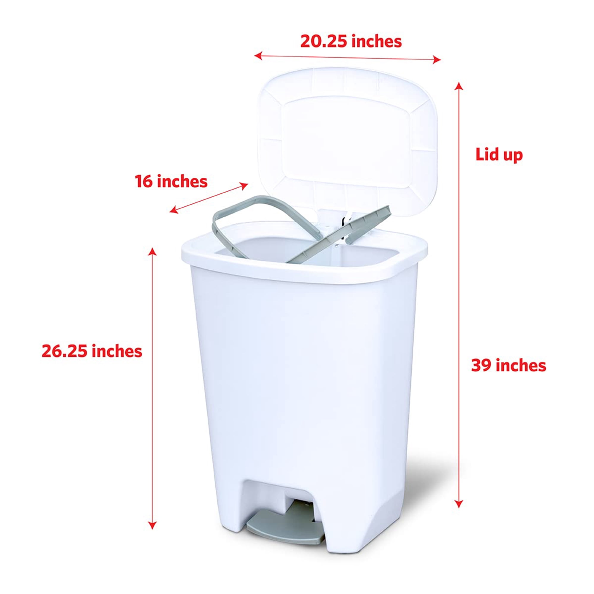 Open Box Glad Kitchen Trash Can with Lid, Foot Pedal and Garbage Bag Rings