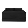 thumbnail image 6 of 63" loveseat, 2-in-1 Folding Convertible Sofa Bed,  Black Modern Corduroy Sleeper Couch with 2 pillows for Living Room, 6 of 6