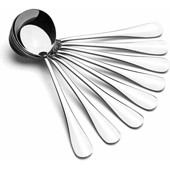 Soup Spoons, Wholesale Spoons Silverware, Round Stainless Steel Spoon Set of 8