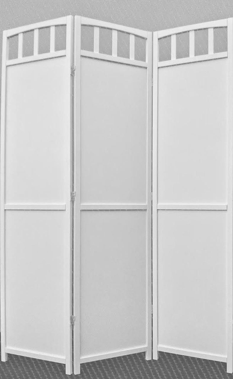 Legacy Decor 3 Panel Screen Room Divider Solid Wood White Finish