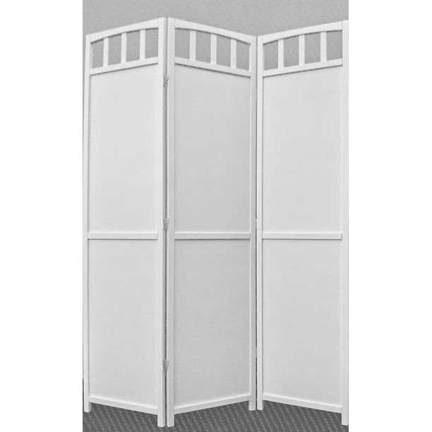 Legacy Decor 3 Panel Screen Room Divider Solid Wood White Finish