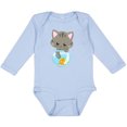 thumbnail image 3 of Inktastic Kitty And The Fish Bowl, Cute Little Cat, Fish Girls Long Sleeve Baby Bodysuit, 3 of 5