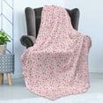 thumbnail image 4 of Cherry Blossom Soft Flannel Fleece Throw Blanket, Mingled Cartoon Style Design of Bloomed Sakura Flowers and Buds, Cozy Plush for Indoor and Outdoor Use, 70" x 90", Pink Rose and Green, by Ambesonne, 4 of 5