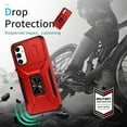 thumbnail image 4 of Allytech Rugged Case for Samsung Galaxy A34 5G, [Slide Camera Cover] [360° Rotating Kickstand] [Military Protection] Non-Slip Anti-Fall Anti-Scratch Shockproof Heavy Duty Case - Red, 4 of 8