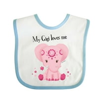 Inktastic Aditi My Gigi Loves Me Pink Elephant Beautiful Girls Baby Bib