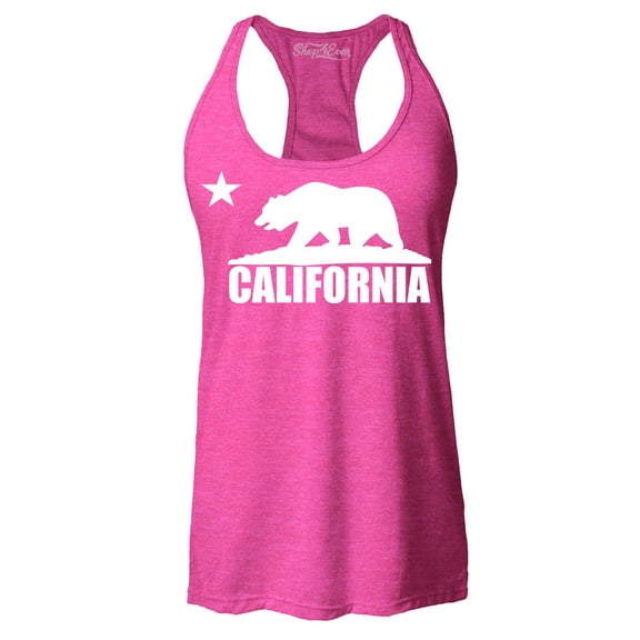 Shop4Ever Women's California White Bear Hoodies Republic of CA  Racerback Tank Top Small Fuchsia
