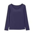 thumbnail image 3 of DuoJiaJ Women 's T Shirt Bra Long Sleeve Pajama Yoga Top Padded Casual Top Tee Blue M, 3 of 5