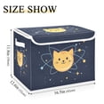 thumbnail image 5 of Yayeee Collapsible Storage Bin with Lid Fabric Closet Decorative Basket with Handles, Orange Cat Planet, 5 of 7