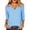 Sky Blue, variant on VBVC Women's Gingham 3/4 Sleeve V-Neck Top , Ladies' Lightweight Work Office Blouse , Plaid Summer Shirts For Women,Black,S-2XL
