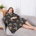 thumbnail image 5 of Oversized Wearable Blanket Hoodie,Black Highland Cow Flower Pattern Sherpa Blanket Hoodie with Super Pockets,Super Warm Fuzzy Pullover for Women & Men, 5 of 6