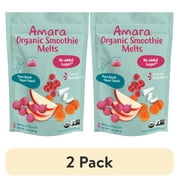 (2 pack) Amara Organic Smoothie Melts, Carrot Raspberry, Baby & Toddler Snack, No Added Sugar, Stage 2, 1 oz Bag