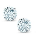 thumbnail image 2 of Gem Stone King 1.50 Cttw Sky Blue Aquamarine Stud Earrings for Women Men | 18K White Gold | Gemstone Birthstone | Round 6MM, 2 of 5