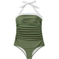 thumbnail image 4 of Women Sexy One Piece Swimsuit Tummy Control Halter Retro Bathing Suit, 4 of 7