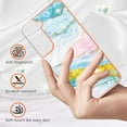 thumbnail image 4 of SaniMore for Samsung Galaxy S23 Plus 2023 Case with Wireless Charging Shockproof TPU Backplane Glitter Marble Pattern Fashion Design Anti-drop Anti-fingerprint Skin-feel Cover For S23 Plus, Green/Pink, 4 of 5
