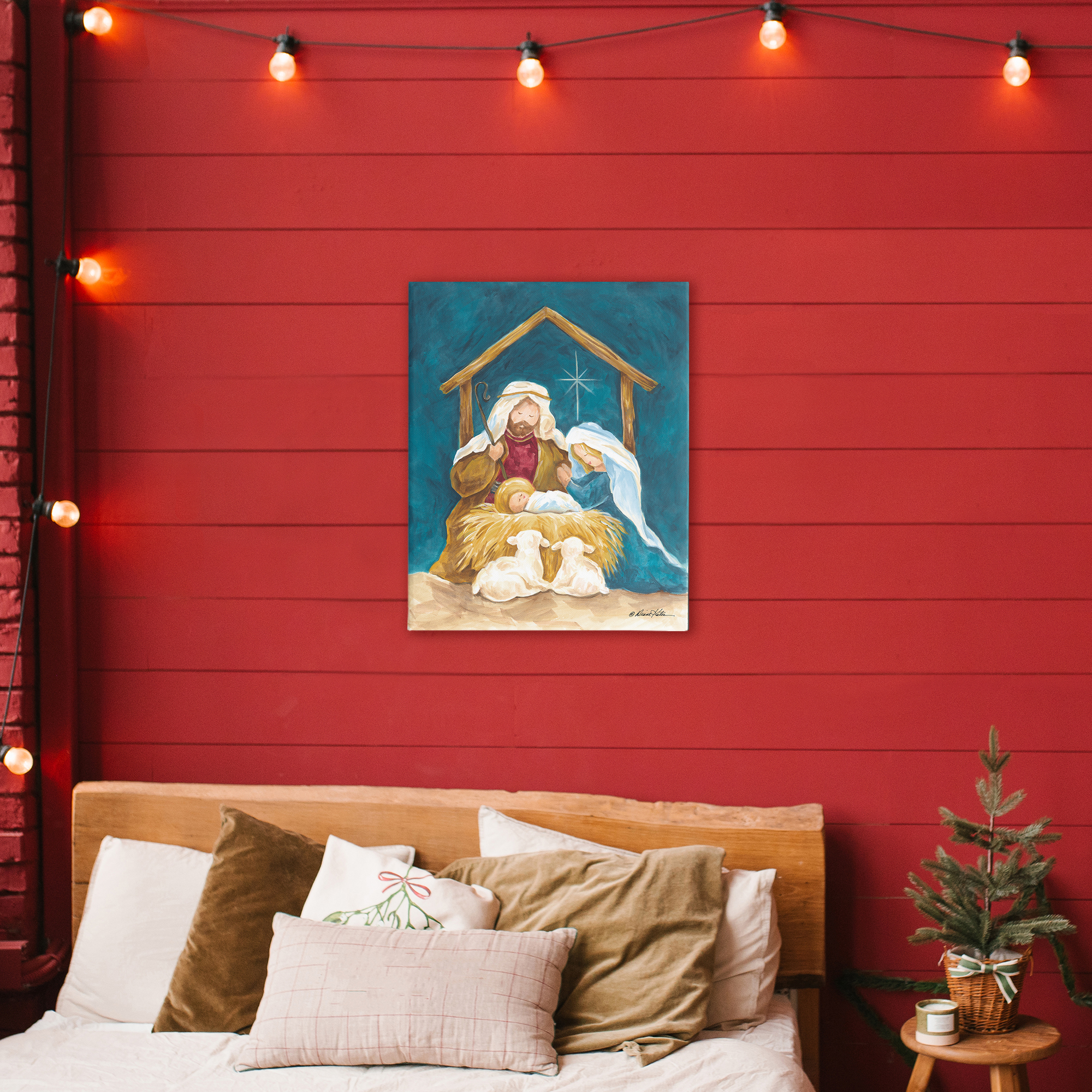 Comforting Nativity Painting Canvas Wall Art, design by Diane Kater