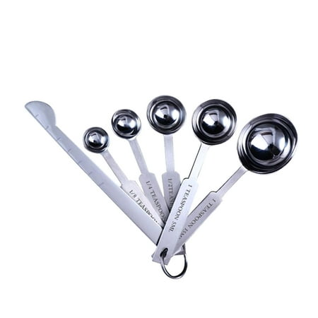 

6pcs Stainless Steel Measuring Spoon Cooking Measure Spoon Cup Seasoning Spoons Coffee Tea Kitchen Accessory (Silver)