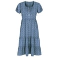 thumbnail image 2 of Ovbmpzd Flowy Sundresses Womens&nbsp;Dresses&nbsp;Summer Boho Puff Sleeve Blue Long Square Neckline Smocked A-Line Women'S Dresses,L, 2 of 5