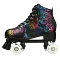 thumbnail image 2 of Unisex Roller Skates Double Row Four Wheels, High-top Roller Skates, Light Up Wheels, For Beginners Womens Mens Boys and Girls, For Indoor Outdoor, Lightning Pattern, Black, 2 of 8