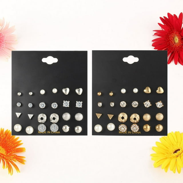 BRIGHTFUFU 24 Pares De Pendientes Chic Para Mujer Con Y Triángulo En