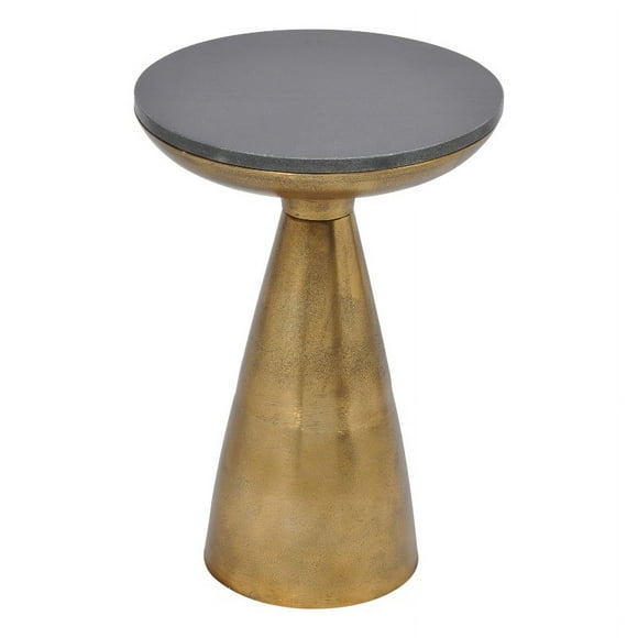 Moe's Home Collection Font Aluminum Side Table with Granite Top in Brass/Black