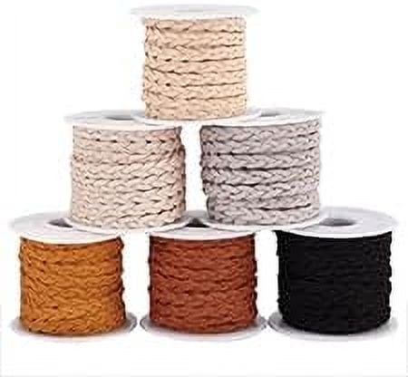 32.8 Yards 6 Colors 3-ply Faux Suede Cord 5.5mm Leather Ribbon Strip Leather String Cords Lace Rope Trim Beading String Cord for Jewelry Necklace Bracelet Making Earthtone