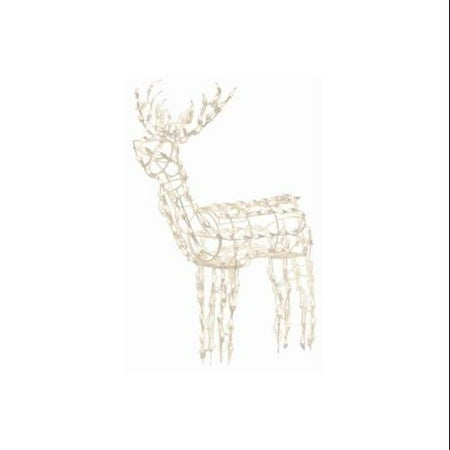 48" Winter Frost Pure White LED Standing Buck Deer Christmas Yard Art Decoration