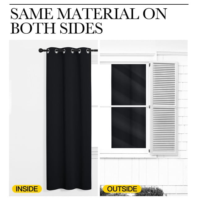 NICETOWN Blackout Draperies Curtains Solid Thermal Insulated Grommet Top Black out Curtains, Black, 1 Pair, 52 x 45 inch