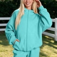 thumbnail image 6 of ZHOGXU Soft Womens Zip Up Hoodie Sweatshirt Solid Color Long Sleeve Tops Relaxed Fit Ribbed Cuffs With Pocket Workout Activities, 6 of 6